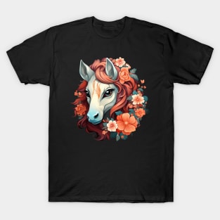 Horse colorful floral T-Shirt